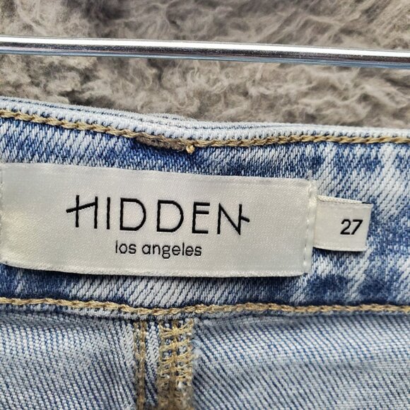 Hidden Jeans Womens Size 27 Light Blue Nori High-Rise Wide Leg Frayed Hem Denim - Picture 2 of 12